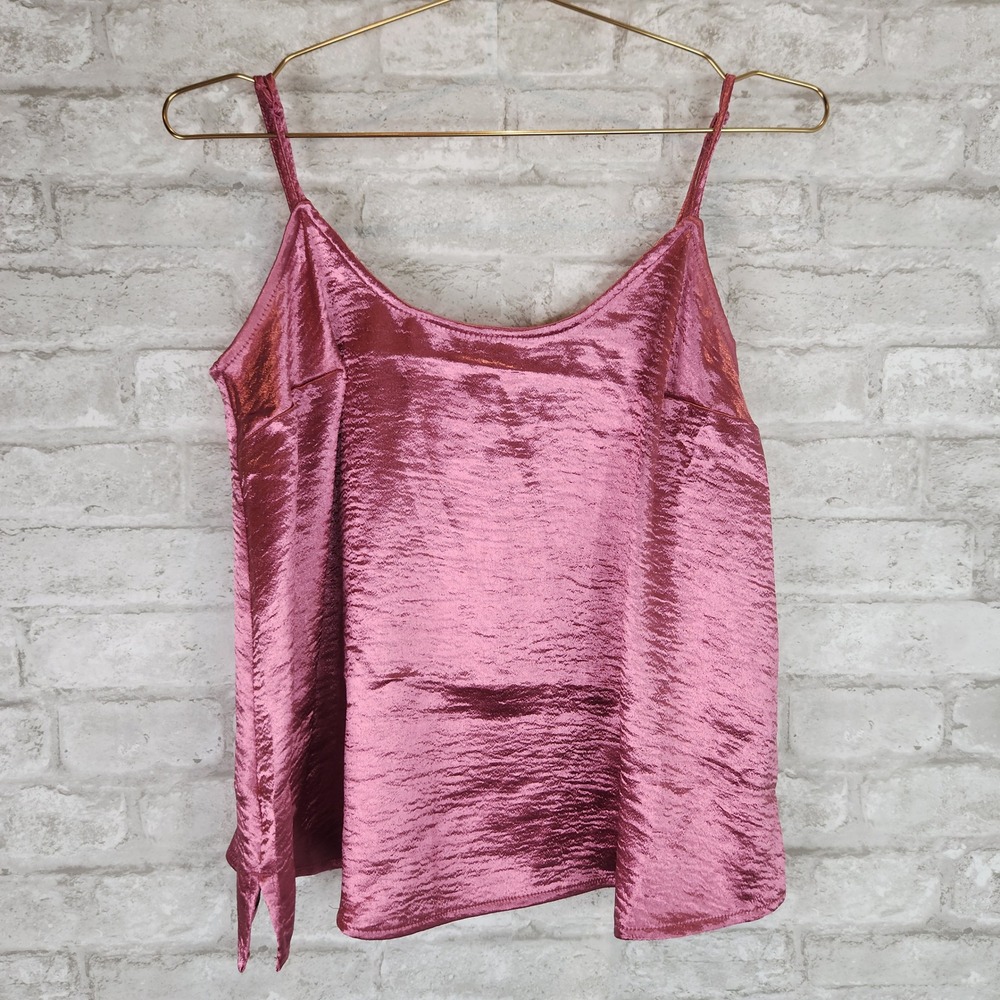 Old Navy Tank Top Raspberry Pink Shiny Satin Flowy Cami Size M